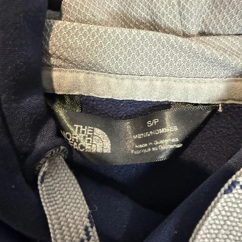 The North Face Hoodie Mens Small Blue Pullover Fleece Logo Graphic Kangaroo‎
